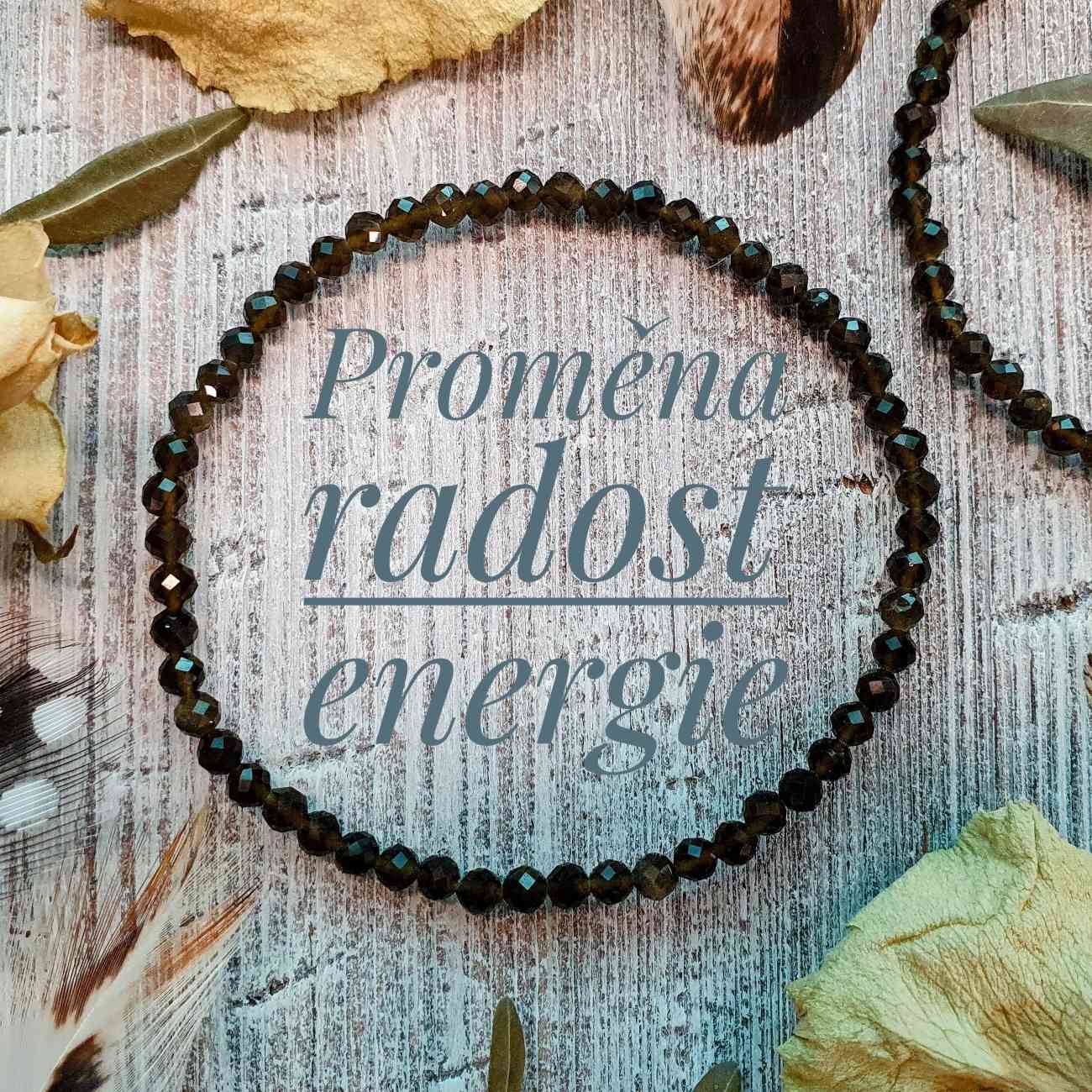 NÁRAMEK Z MINERÁLU OBSIDIÁN ZLATÝ FAZETOVANÝ 4 mm