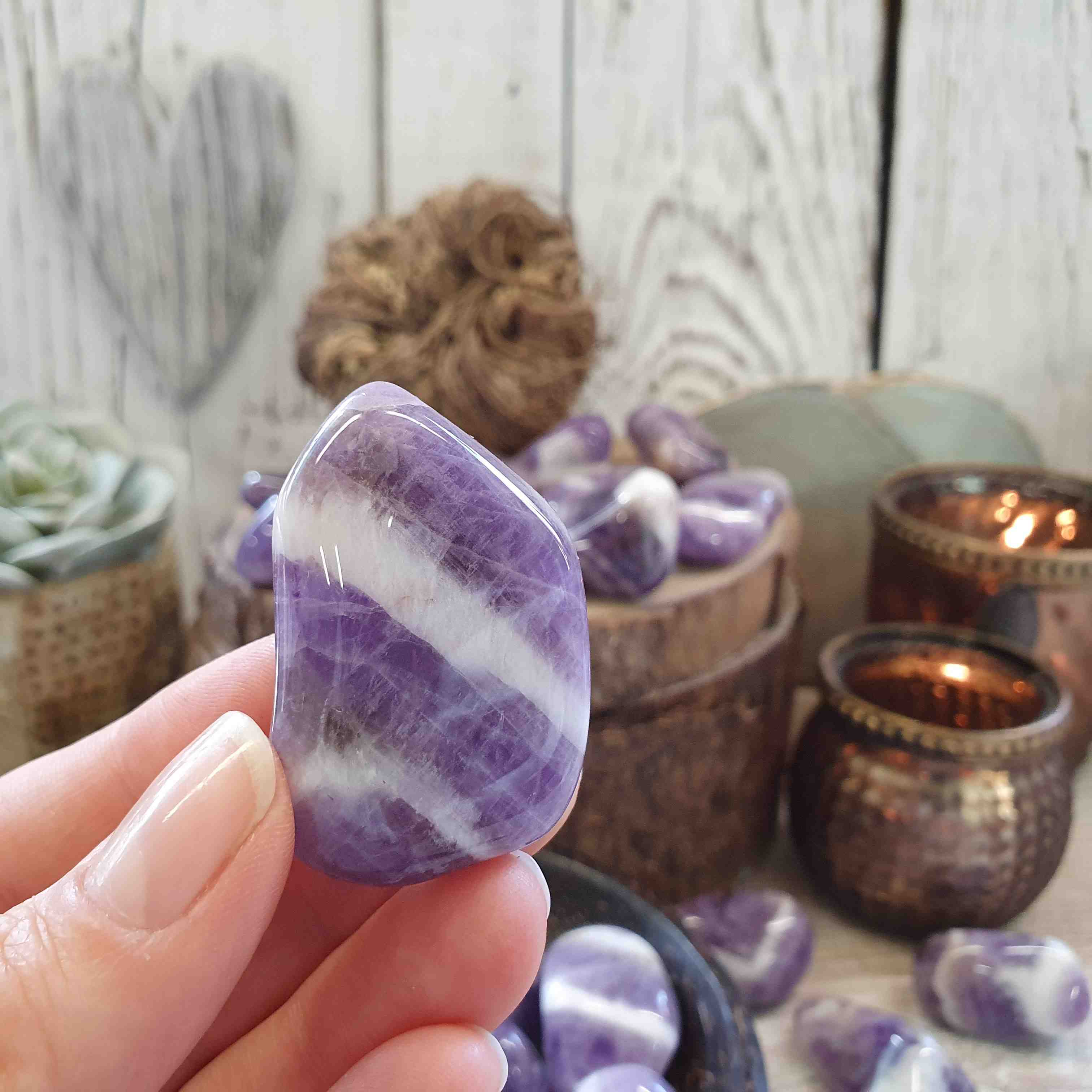 Ametyst chevron - tromlovaný kámen z Malawi 14 - 29 g