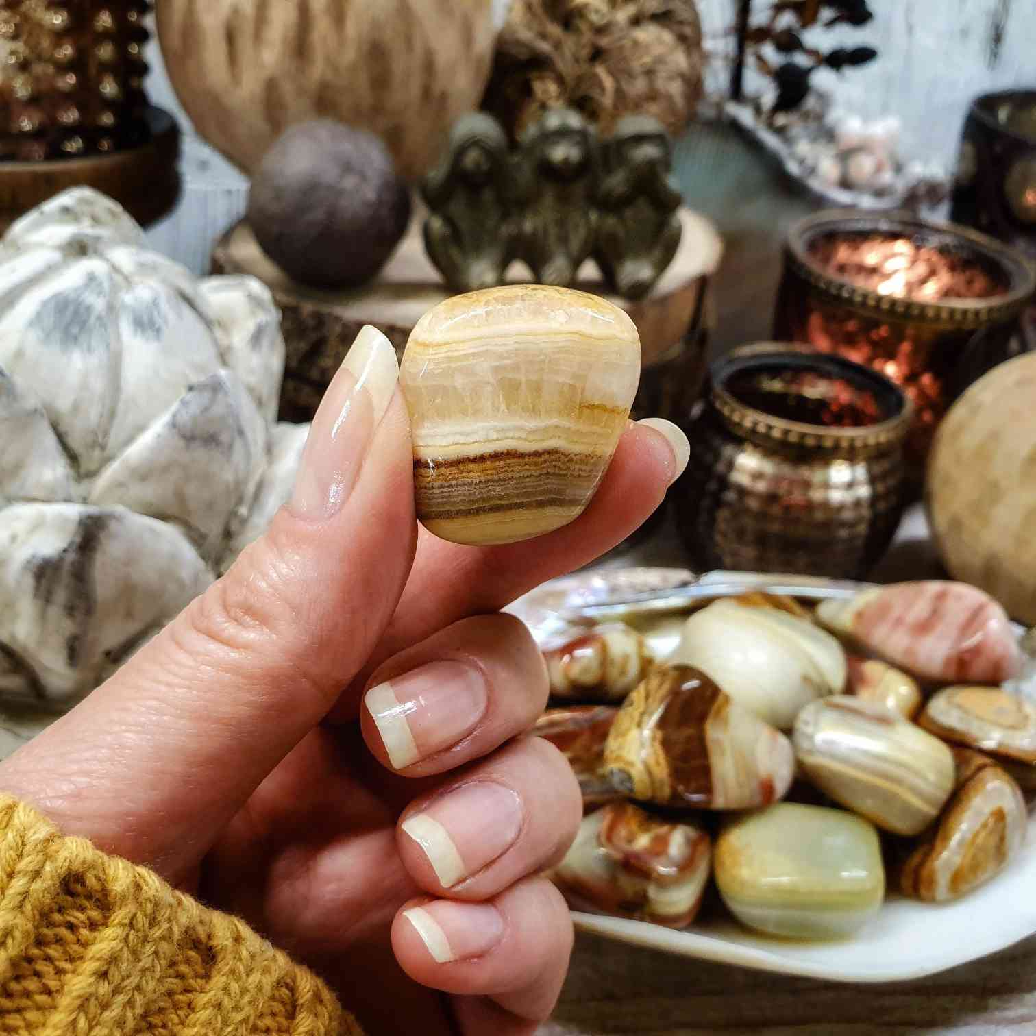 Aragonit - ručně tromlovaný kámen z Pákistánu 24 - 34 g 