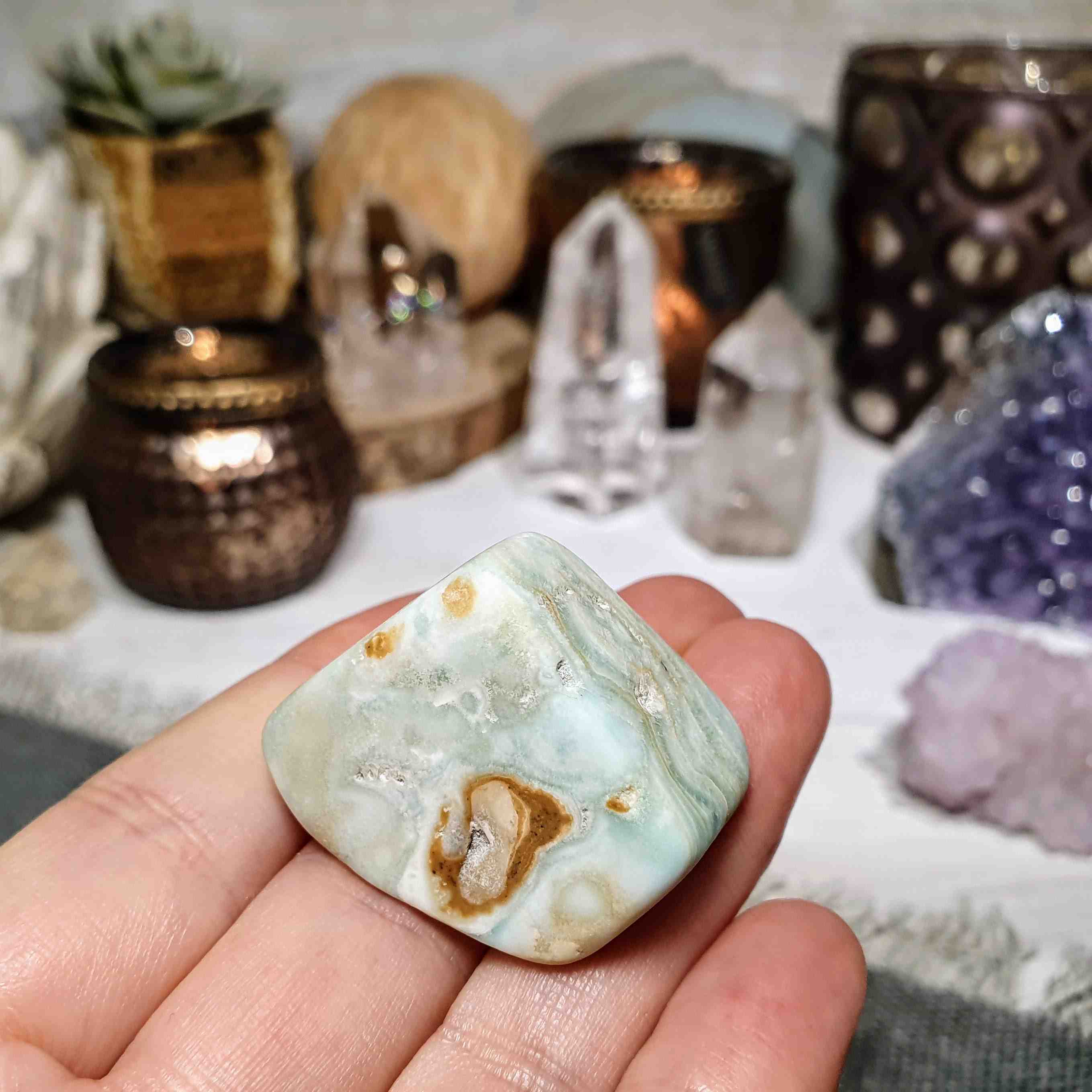 Modrý aragonit - leštěný kámen z Afghánistánu M. 27 g 