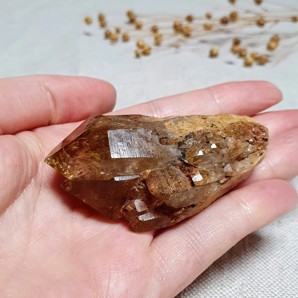 Citrín kundalini katedrála - vzácný surový mistrovský krystal v extra kvalitě z afrického Konga A. 80 g ~ Duha