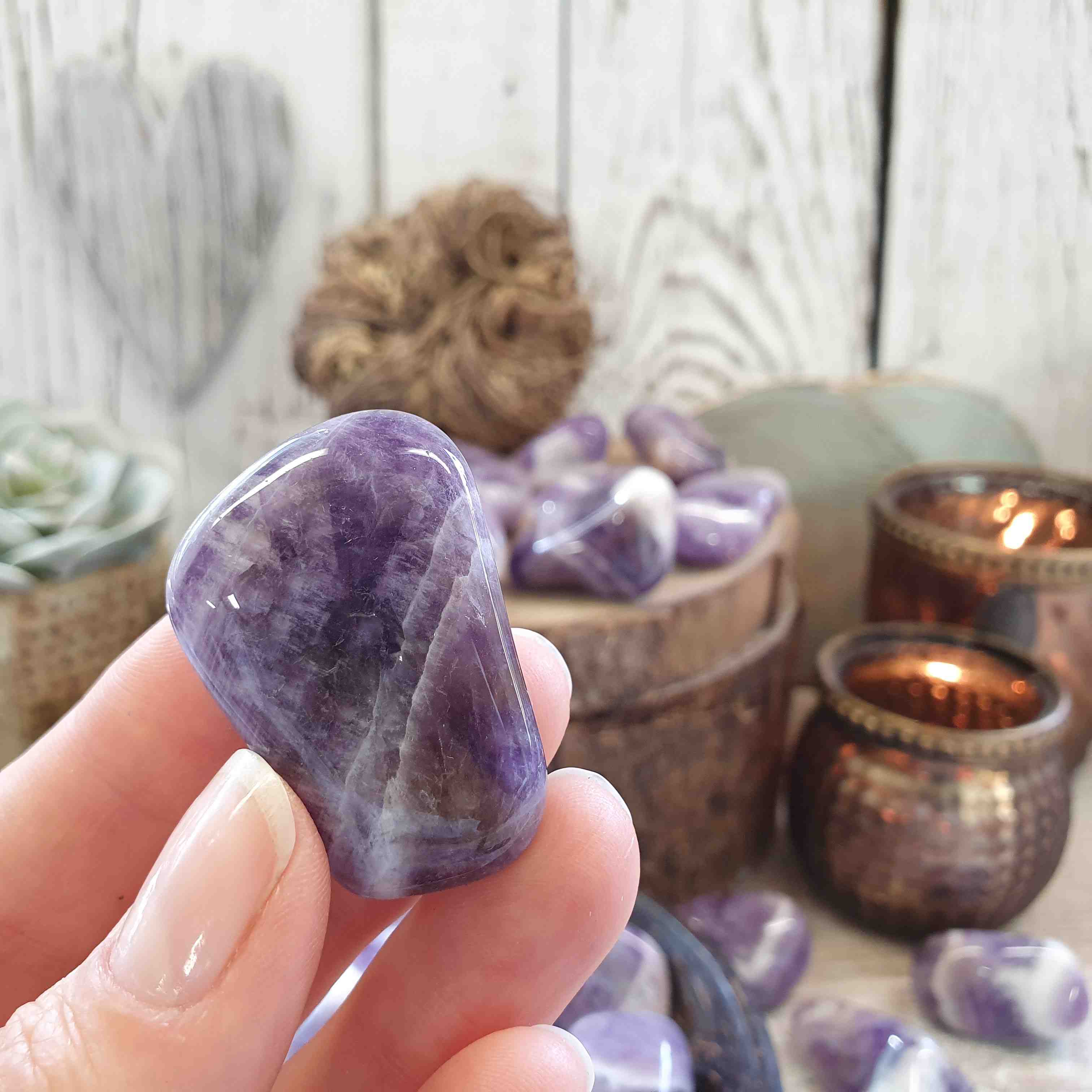 Ametyst chevron - tromlovaný kámen z Malawi 14 - 29 g