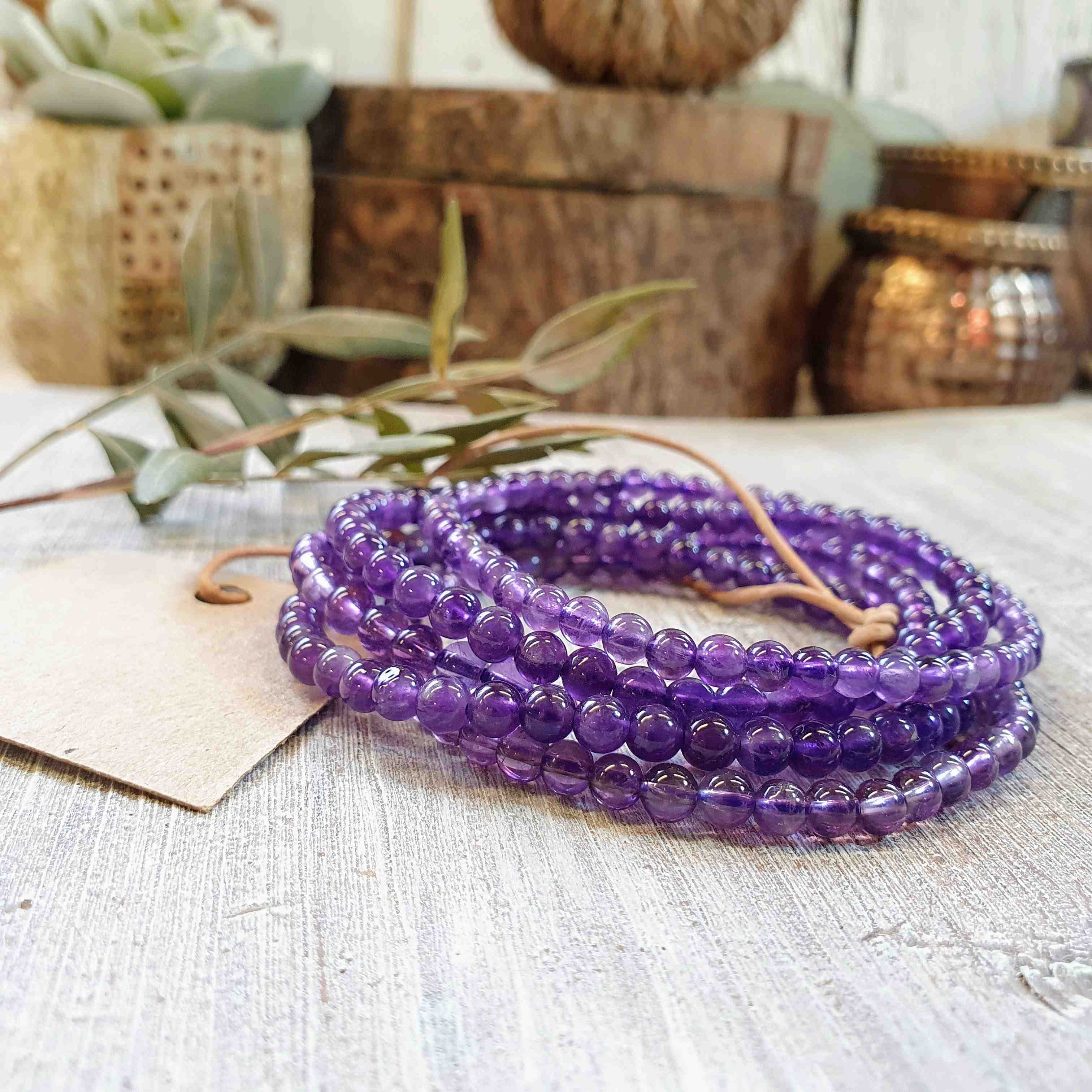 NÁRAMEK Z MINERÁLU AMETYST 4 mm 