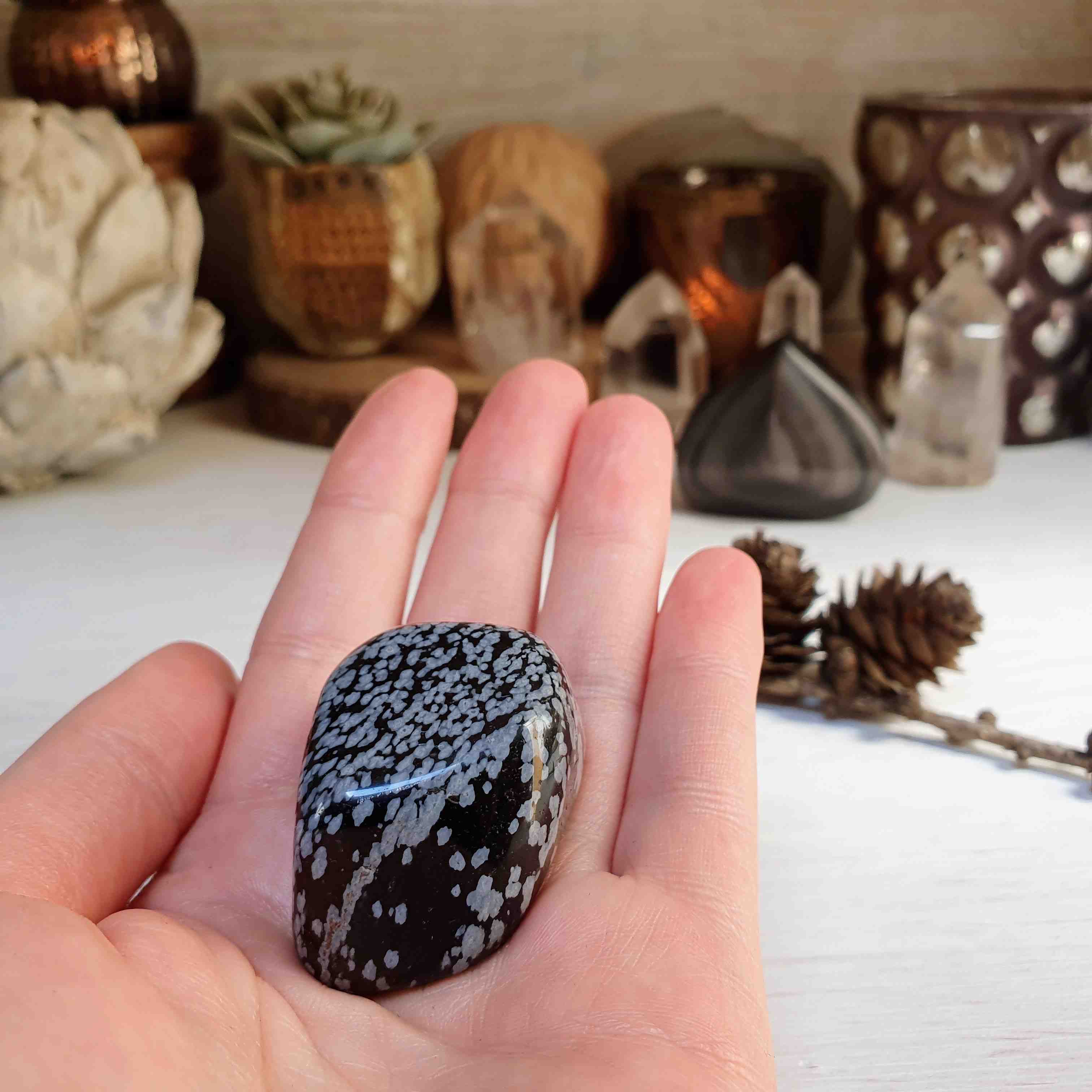 Obsidián vločkový - tromlovaný kámen z Utahu G. 44 g