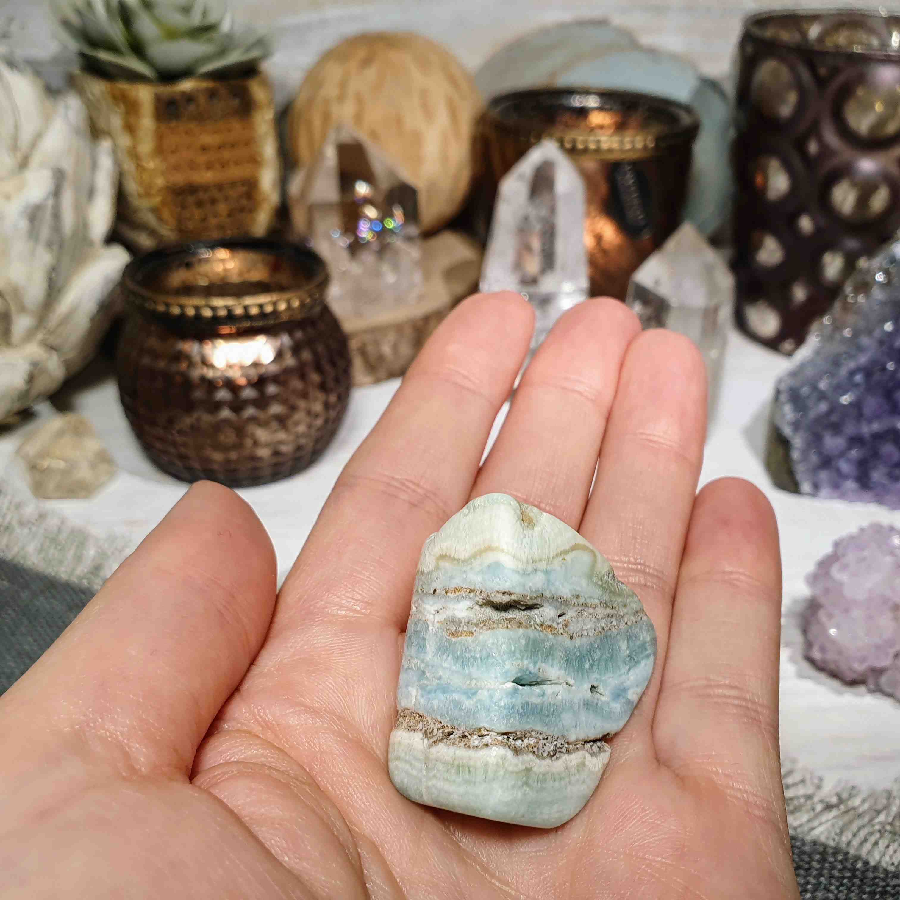 Modrý aragonit - leštěný kámen z Afghánistánu P. 30 g 