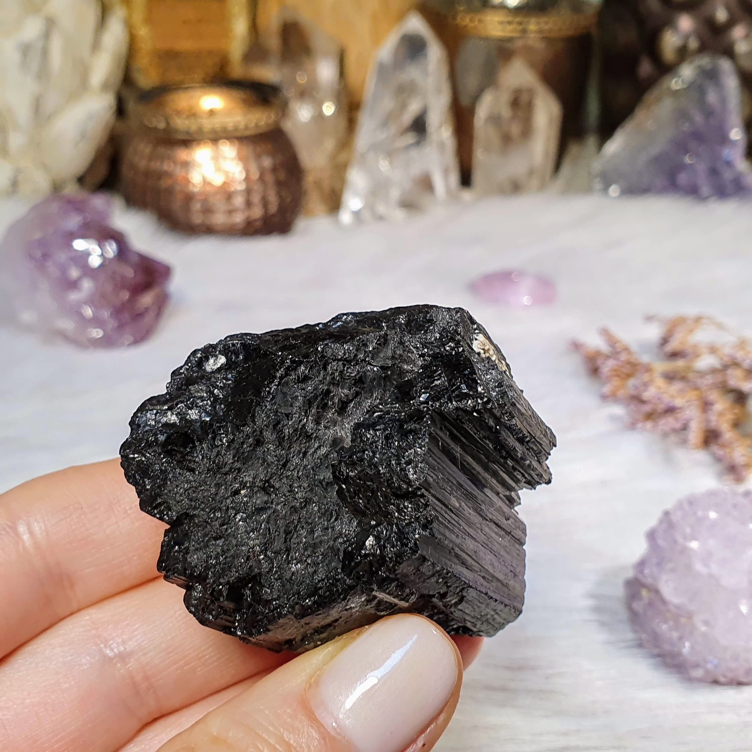 Turmalín černý skoryl - surový kámen v extra kvalitě z Brazílie T. 95 g 