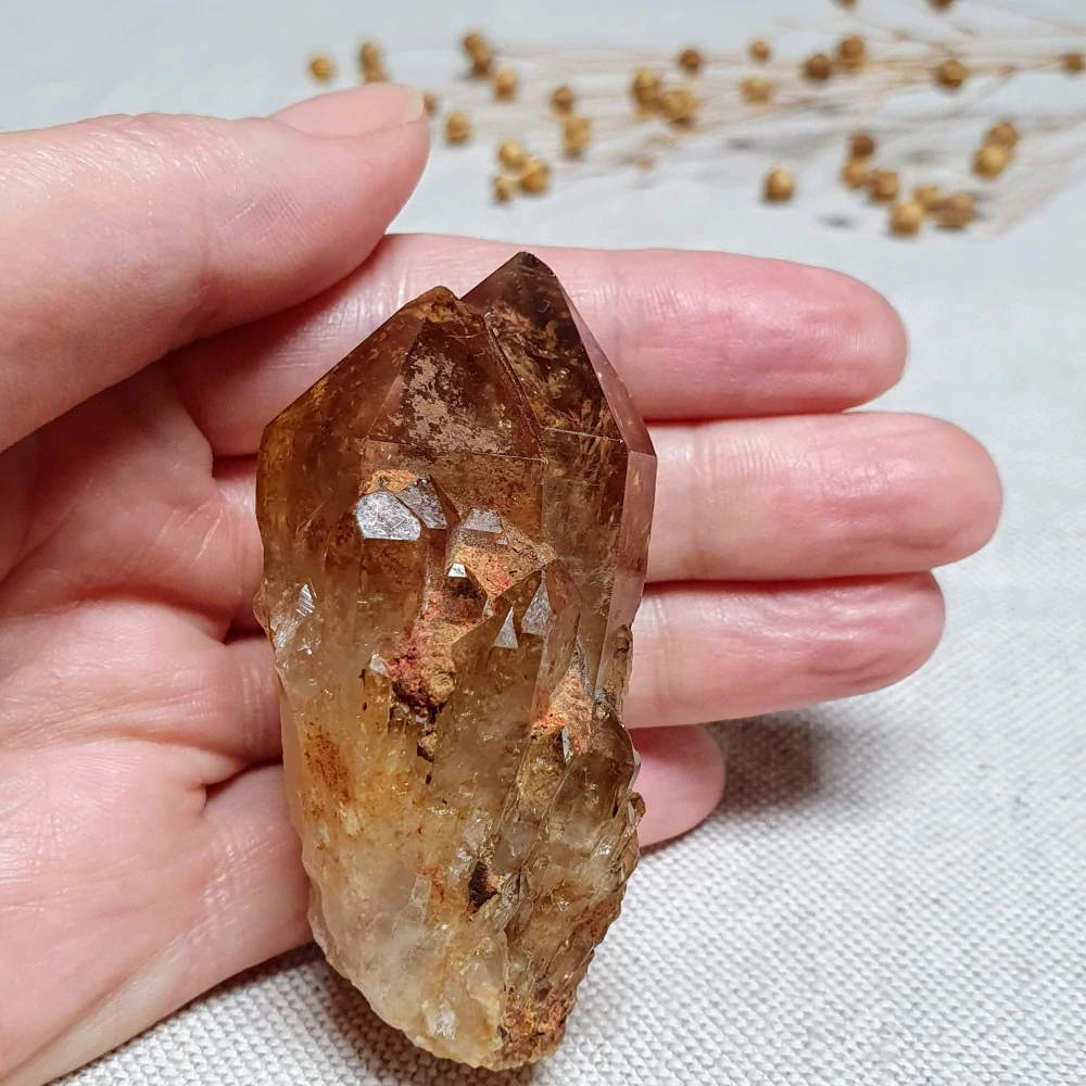 Citrín kundalini katedrála - vzácný surový mistrovský krystal v extra kvalitě z afrického Konga A. 80 g ~ Duha