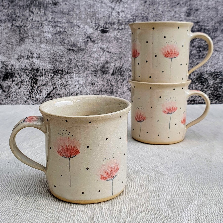 Malovaný keramický hrnek s květinou 200 ml