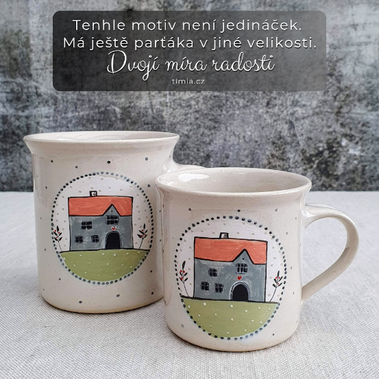 Malovaný keramický hrnek s domečkem 350 ml 