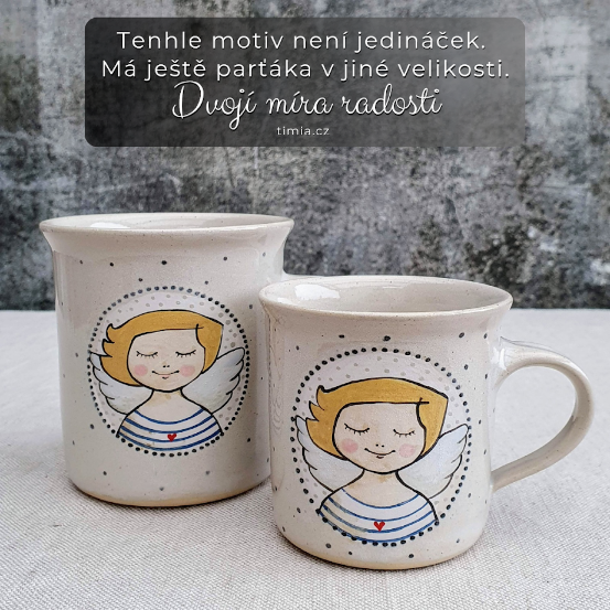 Malovaný keramický hrnek s andělem 350 ml 