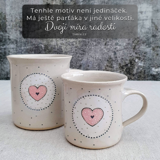 Malovaný keramický hrnek se srdíčkem 350 ml 