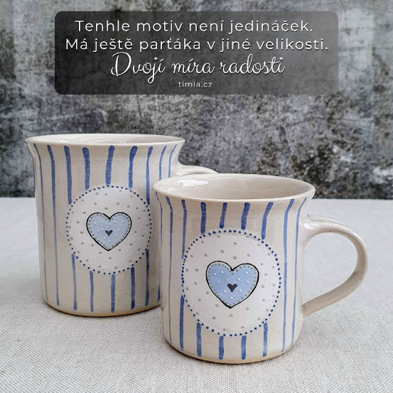 Malovaný keramický hrnek se srdíčkem a s pruhy 350 ml