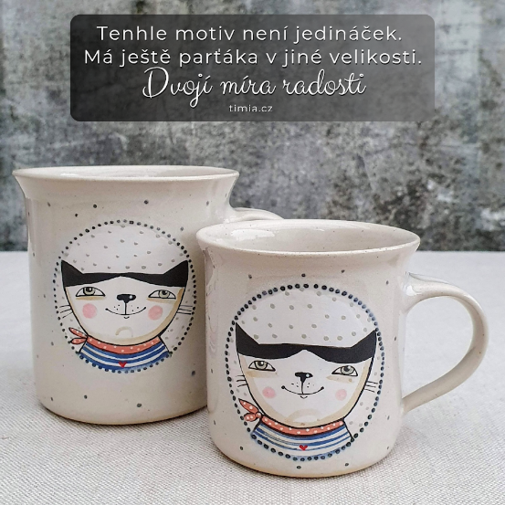 Malovaný keramický hrnek s kočkou 350 ml 