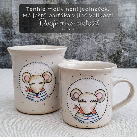 Malovaný keramický hrnek s myškou 350 ml