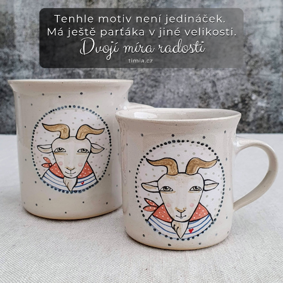 Malovaný keramický hrnek s kozou 350 ml 