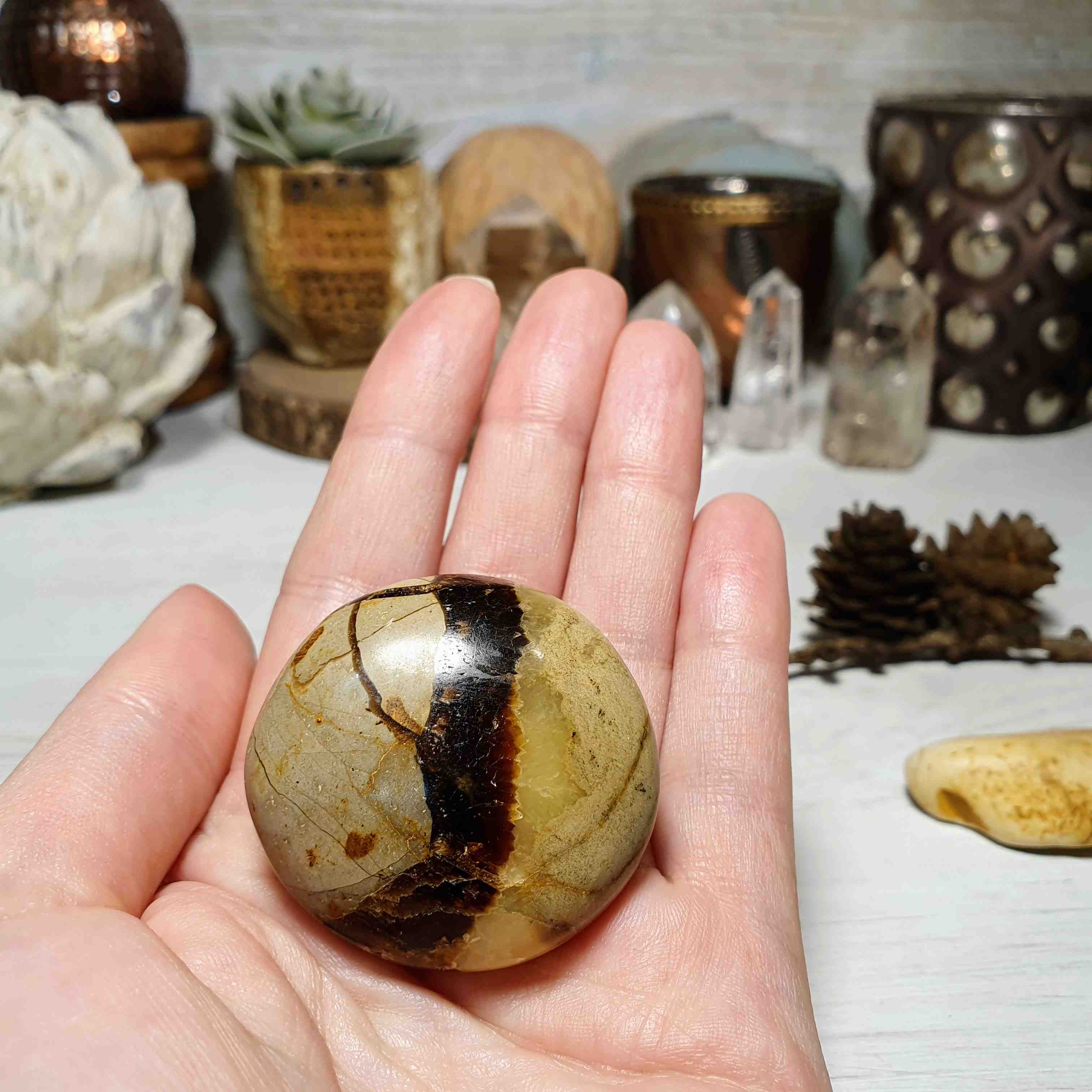 Septárie ~ dračí vejce ~ ručně leštěná konkrece z Madagaskaru C. 60 g
