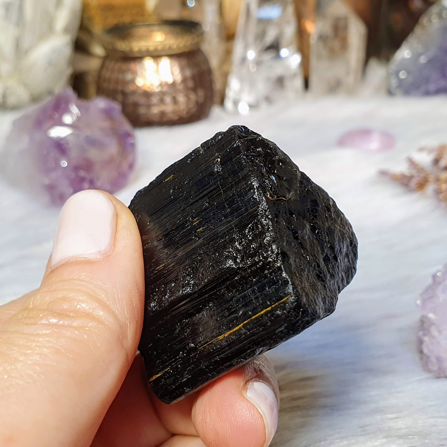 Turmalín černý skoryl - krystal v extra kvalitě z Brazílie D. 93 g 