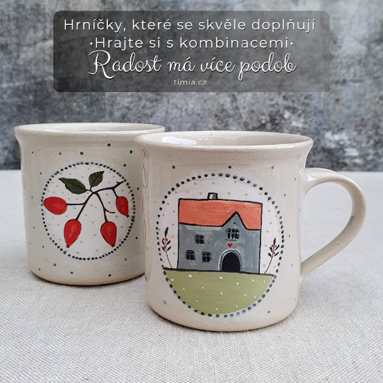 Malovaný keramický hrnek s domečkem 200 ml