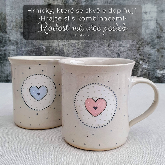 Malovaný keramický hrnek se srdíčkem 350 ml 