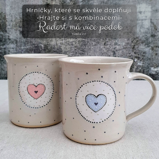 Malovaný keramický hrnek se srdíčkem 350 ml