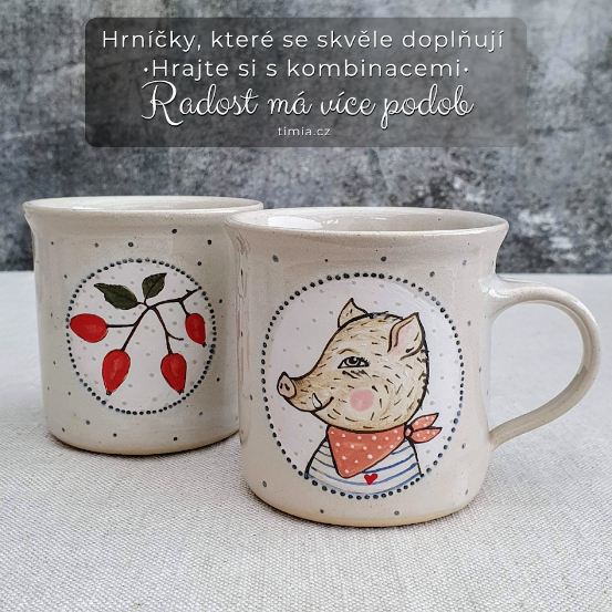 Malovaný keramický hrnek s divočákem 200 ml