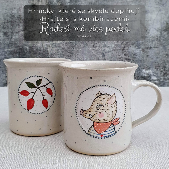 Malovaný keramický hrnek s divočákem 350 ml 