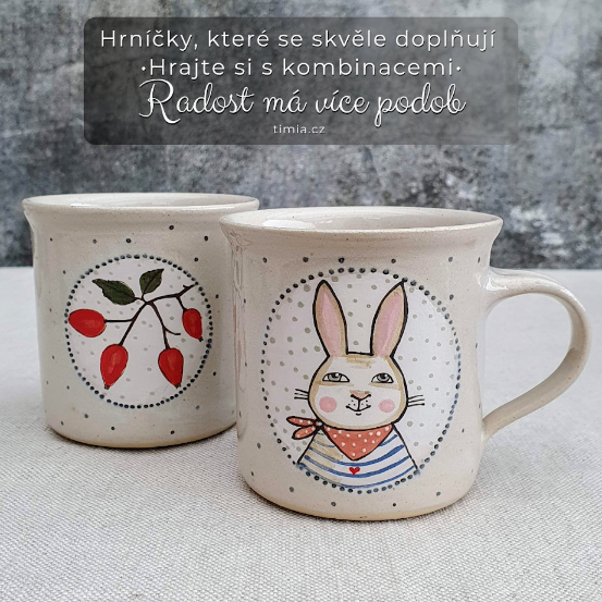 Malovaný keramický hrnek se zajíčkem 200 ml