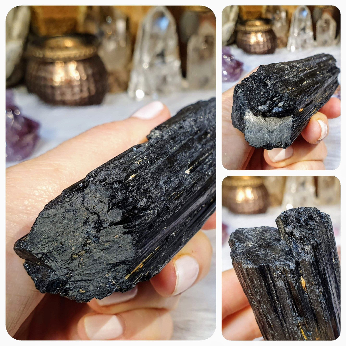 Turmalín černý skoryl - surová hůlka v extra kvalitě z Brazílie B. 232 g ~ oboustranně ukončená 