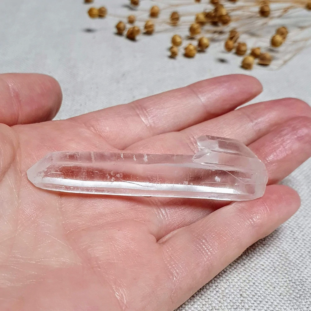 Křišťál - surový mistrovský krystal se sametově matným povrchem ~ mimořádný kus v extra kvalitě z Brazílie L1. 18 g ~ Laserová hůlka + inkluze sagenitu + Delfín "trojče"
