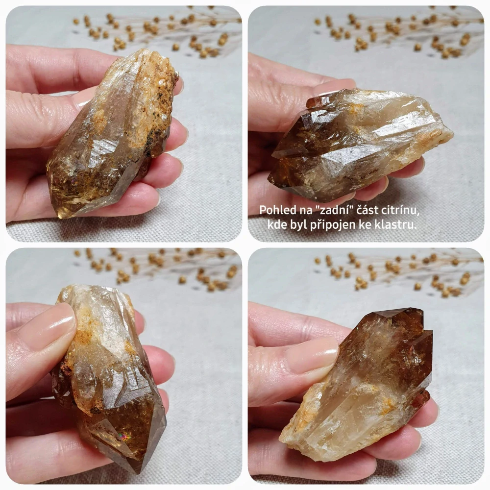 Citrín kundalini katedrála - vzácný surový mistrovský krystal v extra kvalitě z afrického Konga A. 80 g ~ Duha