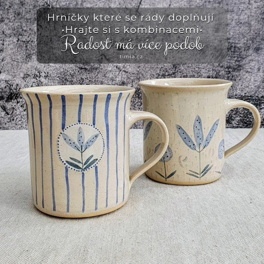 Malovaný keramický hrnek s květinou 350 ml