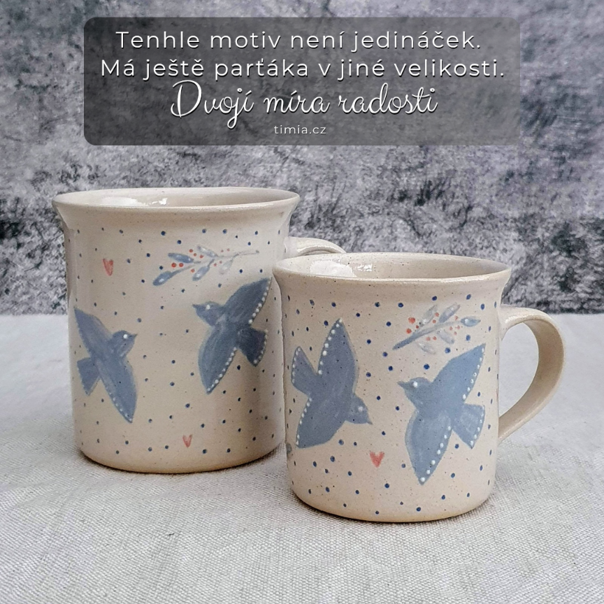 Malovaný keramický hrnek s ptáky 350 ml