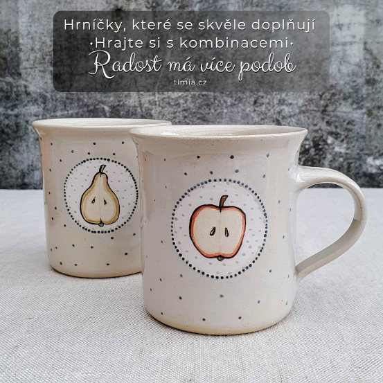 Malovaný keramický hrnek s jablkem 350 ml 