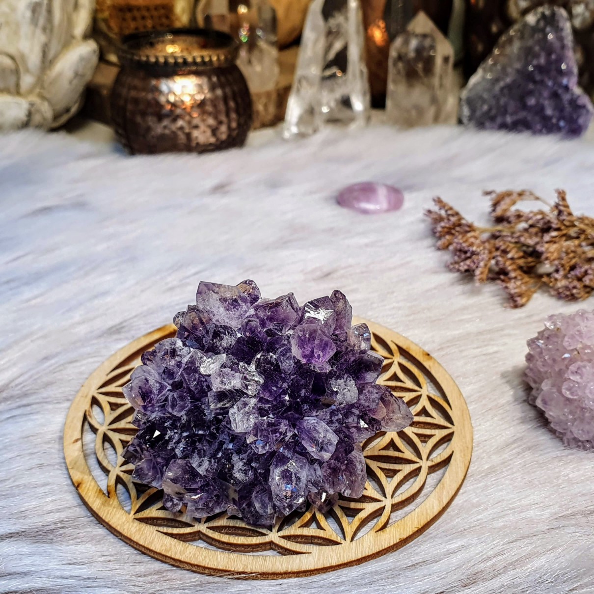 Ametystová růžice - unikátní přírodní Mistrovská drúza ve tvaru ježka z Uruguaye E. 92 g 