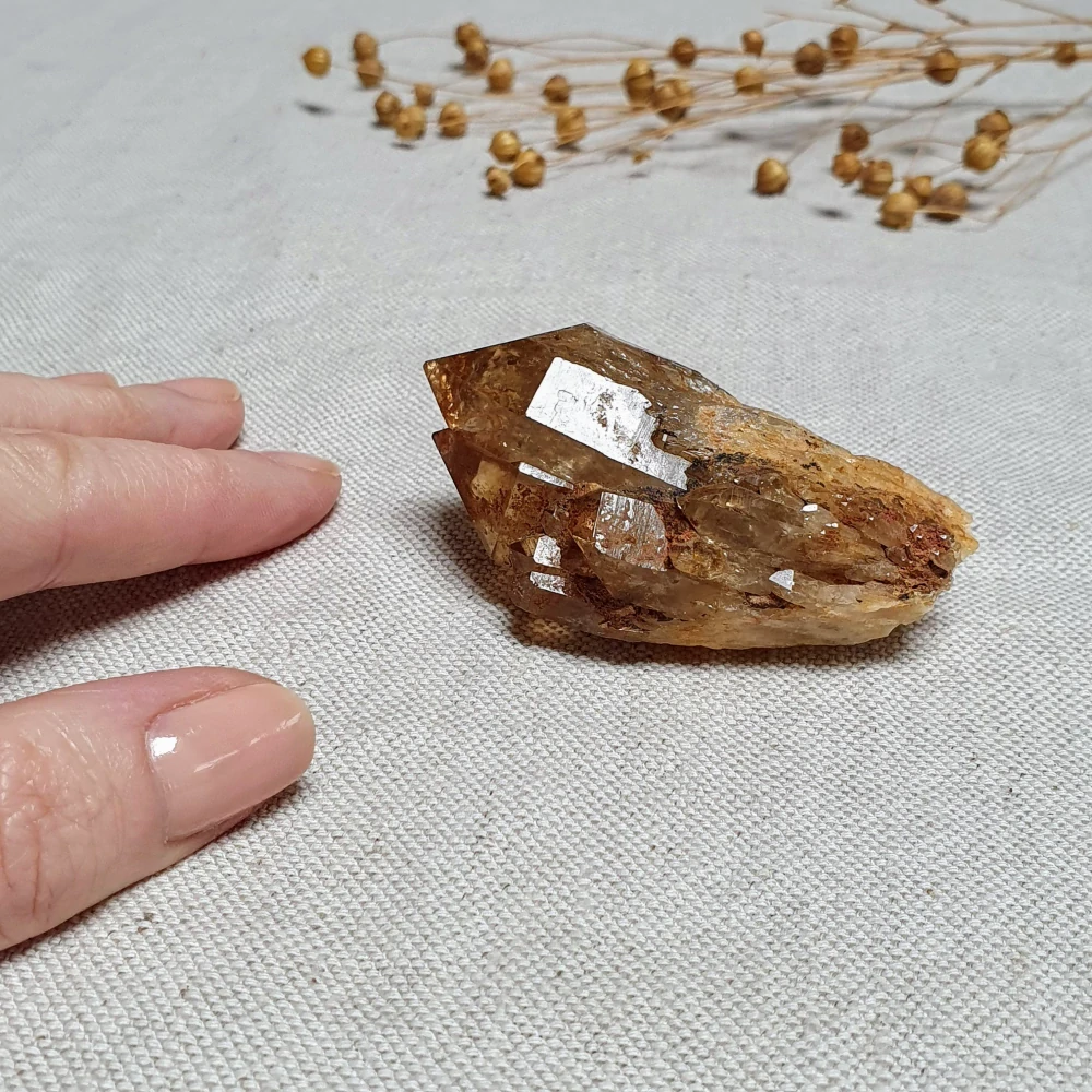 Citrín kundalini katedrála - vzácný surový mistrovský krystal v extra kvalitě z afrického Konga A. 80 g ~ Duha