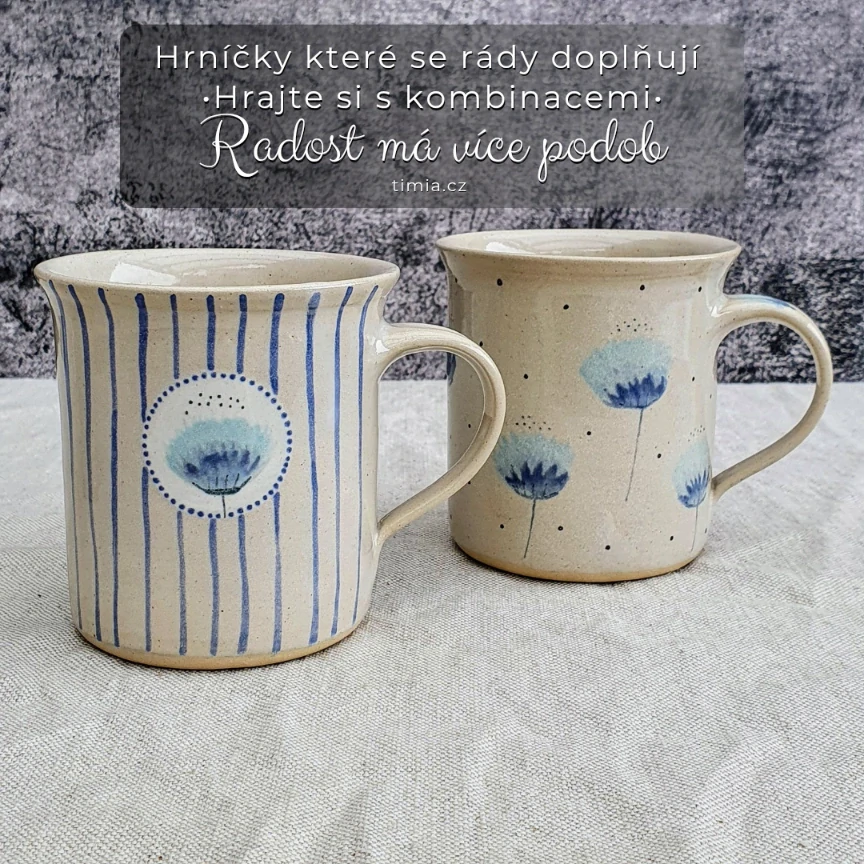 Malovaný keramický hrnek s květinou 350 ml