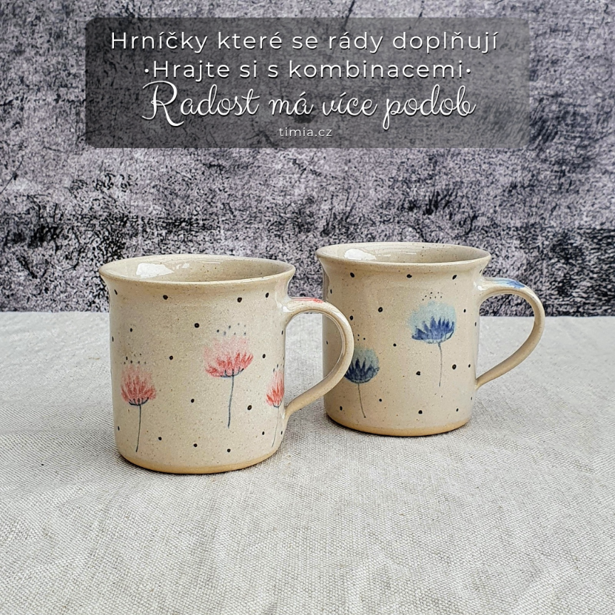 Malovaný keramický hrnek s květinou 200 ml