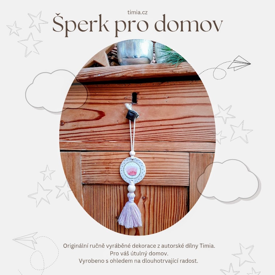 Malovaná keramická mandala se střapcem