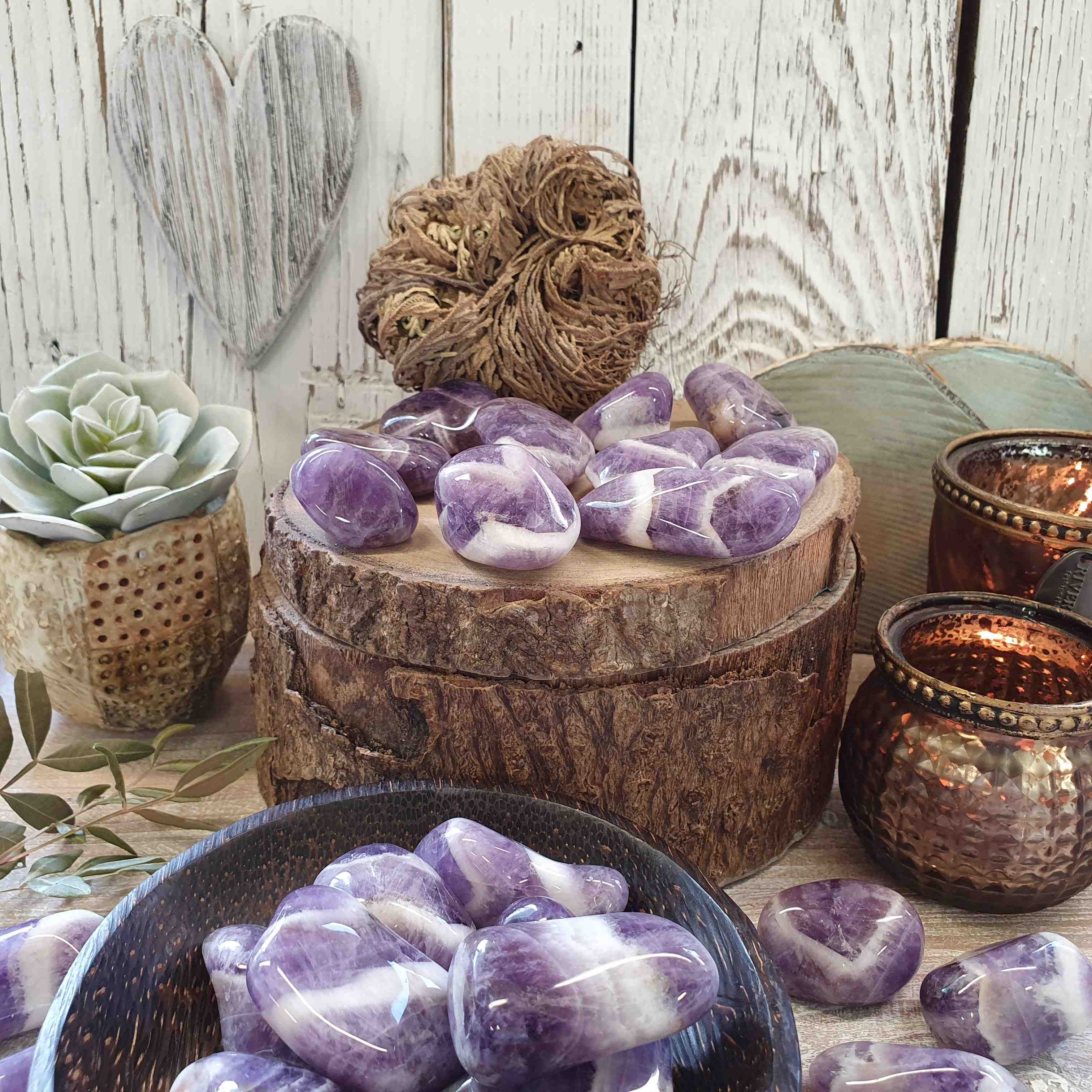 Ametyst chevron - tromlovaný kámen z Malawi 14 - 29 g