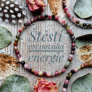 NÁRAMEK Z MINERÁLU TURMALÍN BAREVNÝ FAZETOVANÝ 4 mm