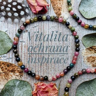 NÁRAMEK Z MINERÁLU TURMALÍN BAREVNÝ 4 mm