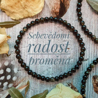 NÁRAMEK Z MINERÁLU OBSIDIÁN ZLATÝ 4 mm