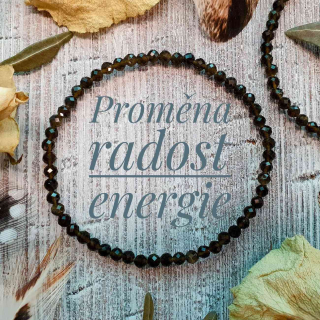 NÁRAMEK Z MINERÁLU OBSIDIÁN ZLATÝ FAZETOVANÝ 4 mm 