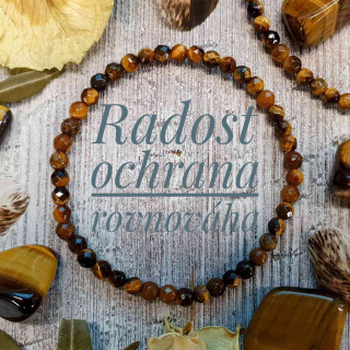 NÁRAMEK Z MINERÁLU TYGŘÍ OKO FAZETOVANÝ 4 mm