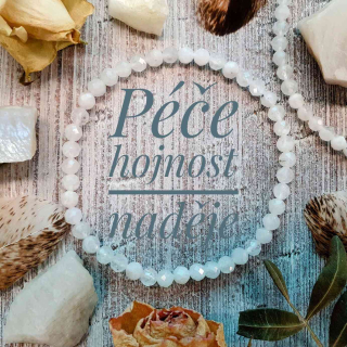 NÁRAMEK Z MINERÁLU MĚSÍČNÍ KÁMEN BÍLÝ FAZETOVANÝ 4 mm