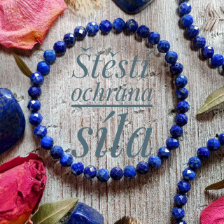 NÁRAMEK Z MINERÁLU LAPIS LAZULI FAZETOVANÝ 5 mm