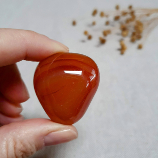 Karneol - velký tromlovaný kámen z Brazílie O. 38 g 