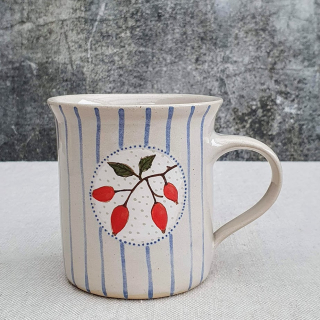Malovaný keramický hrnek se šípkem a s pruhy 350 ml 