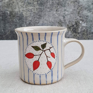 Malovaný keramický hrnek se šípkem a s pruhy 200 ml 