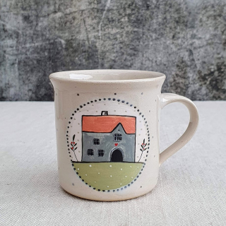 Malovaný keramický hrnek s domečkem 200 ml